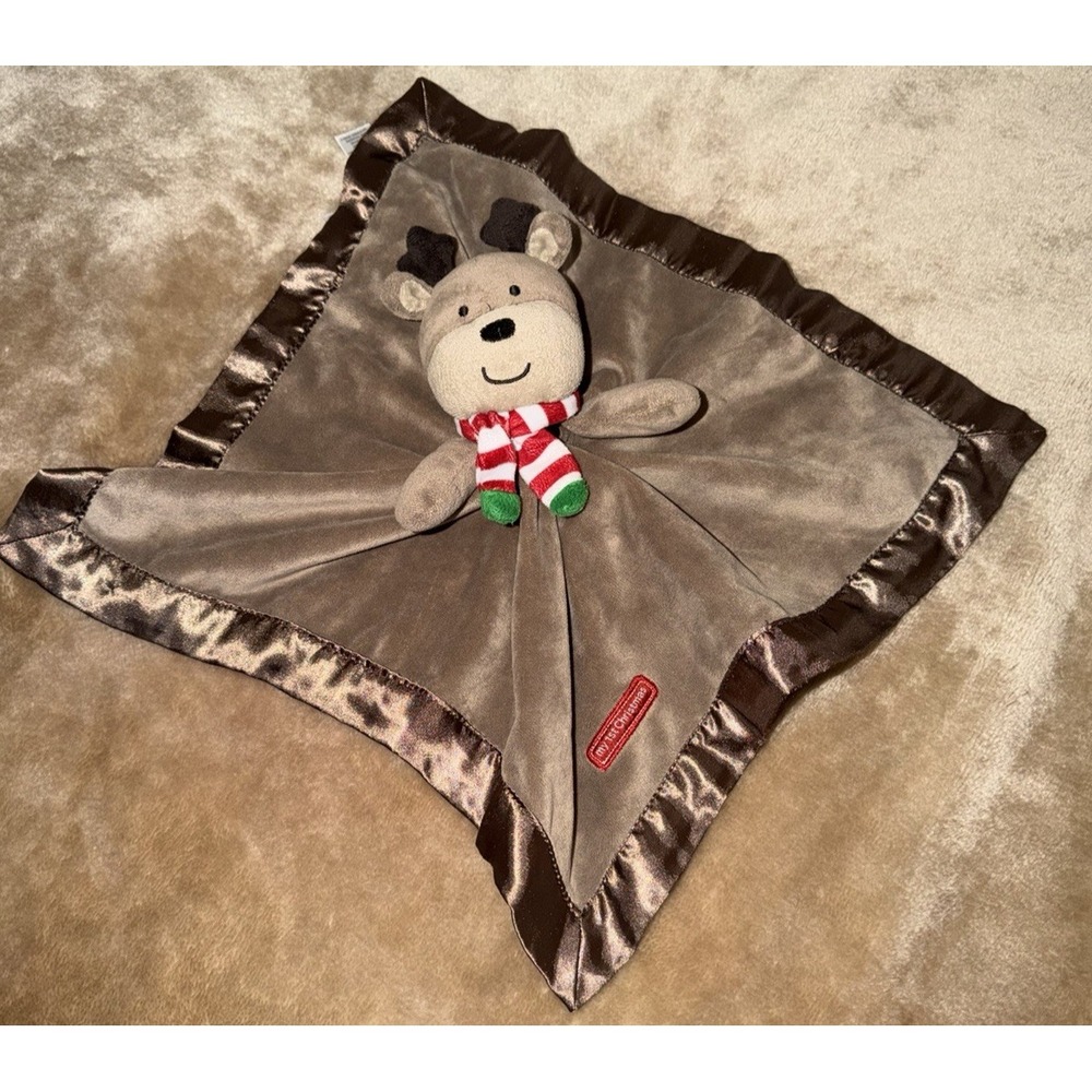 Carters Lovey Reindeer Security Blanket First Christmas Rattle Brown